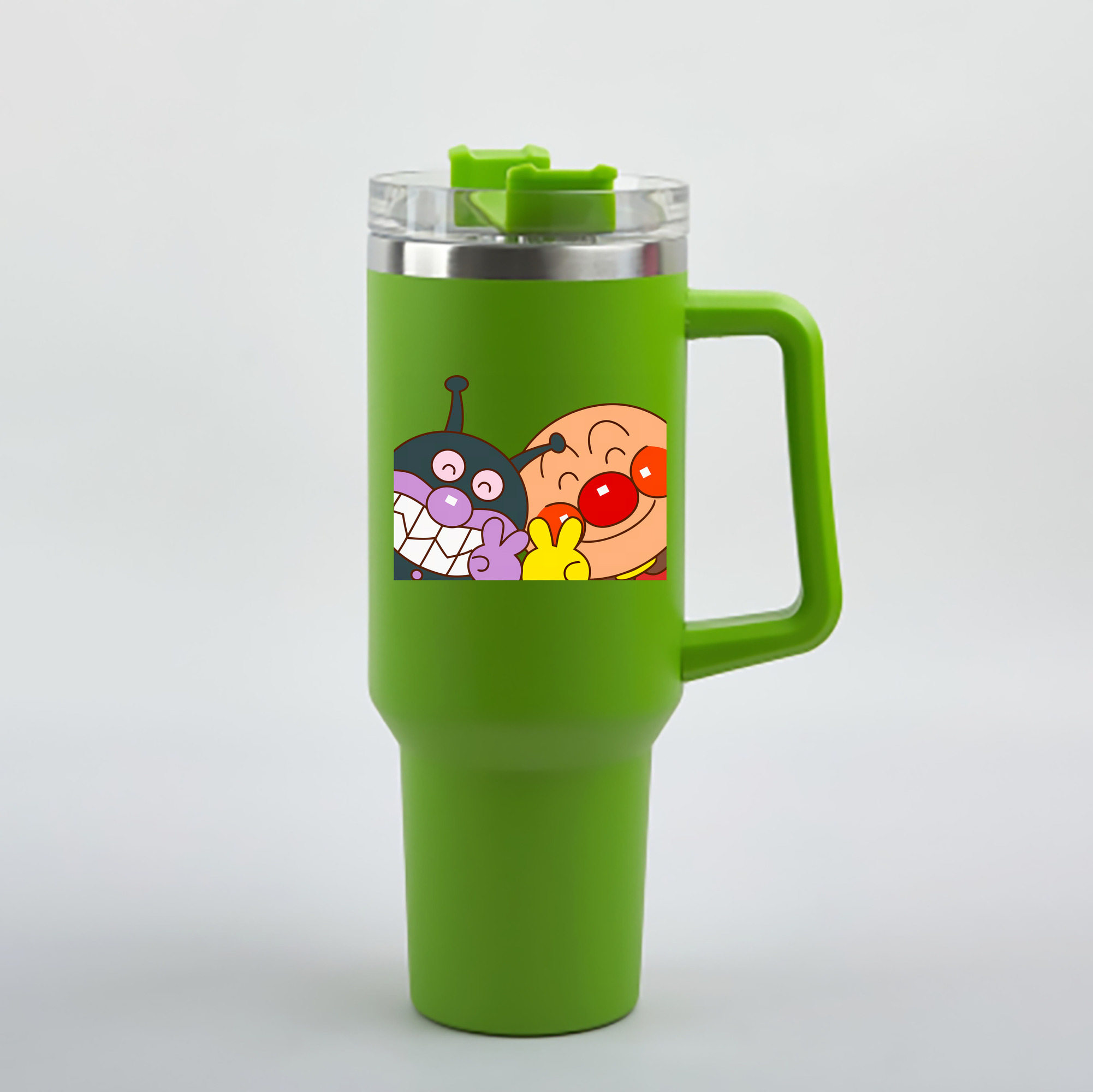 （画像用） アンパンマン Anpanman 1200mL車用タンブラー - クリスタルステッカー（プラスチックストロー付き）